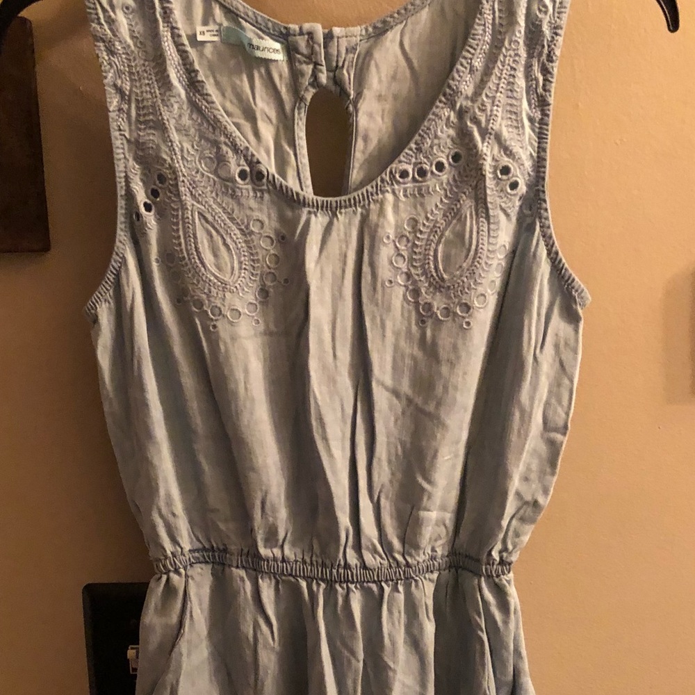 Chambray Dress with Eyelet Detail